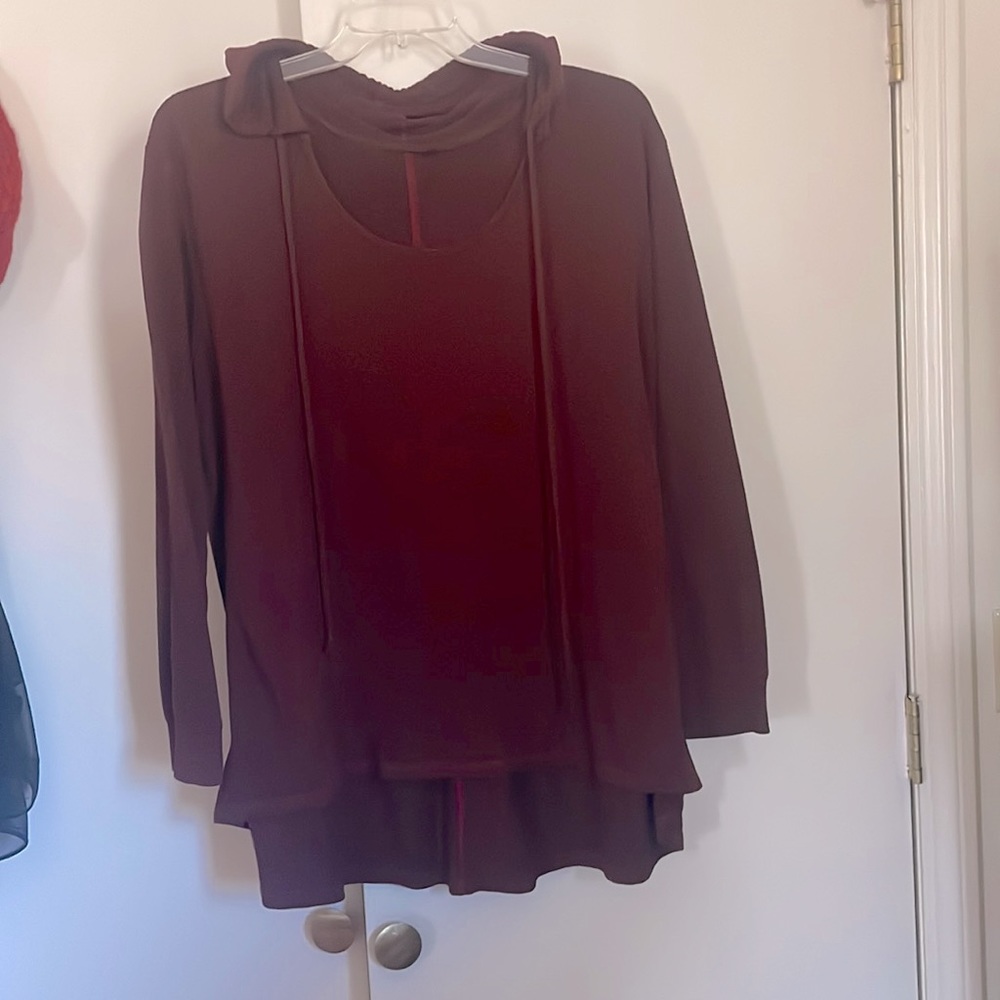 Maroon asymmetrical hoodie, 1X